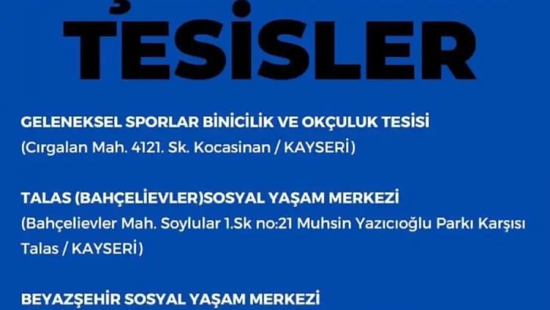 Açık olan tesisler