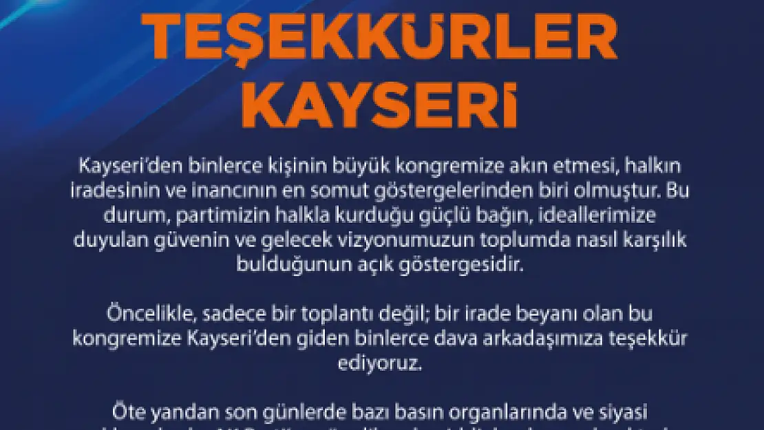 Ak Parti'den kongre ile ilgili açıkma yaptı