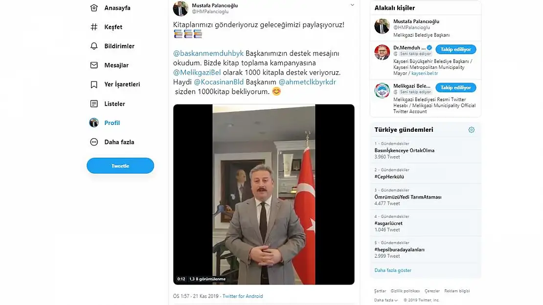 Başkan Palancıoğlu'dan Kampanyaya 1000 Kitap