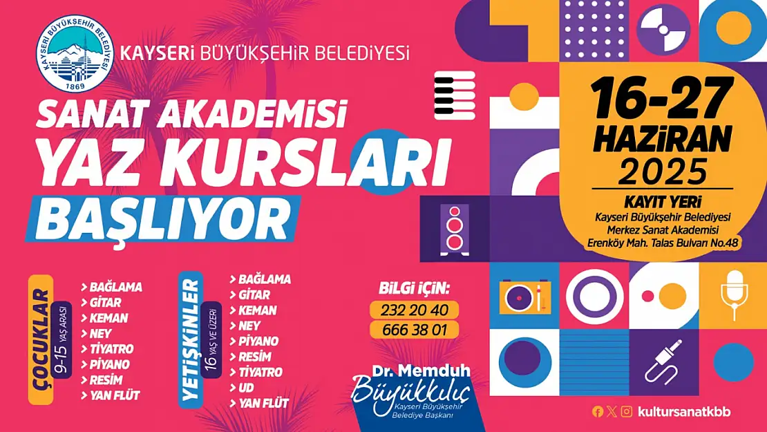 Büyükşehir, Sanat Akademisi yaz kursları kayıtlarını başlatıyor