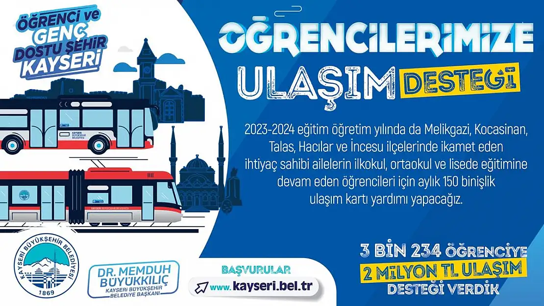 Büyükşehir'den ihtiyaç sahibi öğrencilere ulaşım kartı desteği