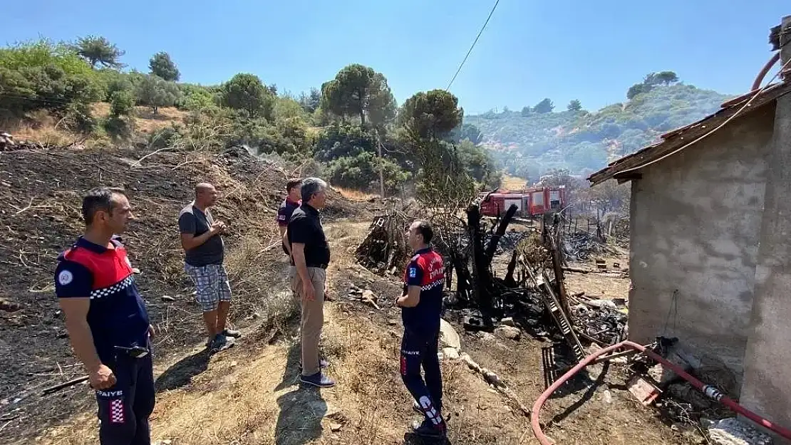 Çanakkale de köy yangını