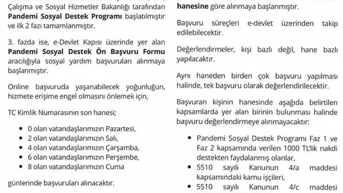 Faz 3 yardımı başvurusu başladı