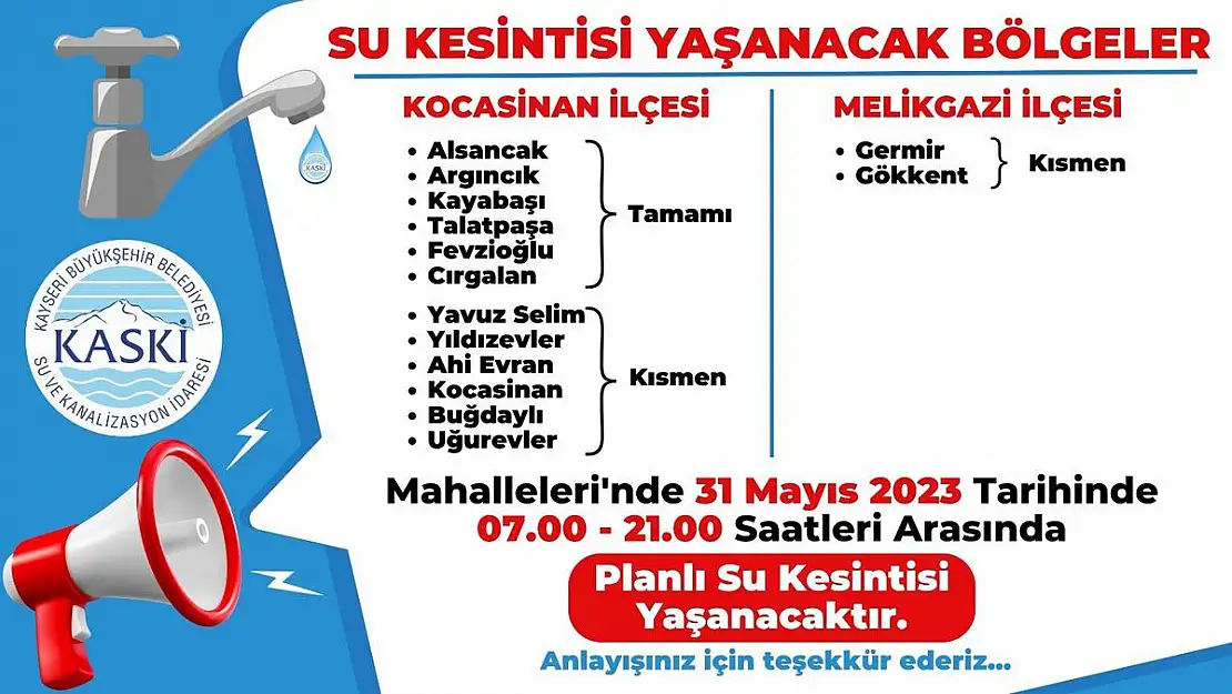 KASKİ'DEN  SU KESİNTİSİ UYARISI!