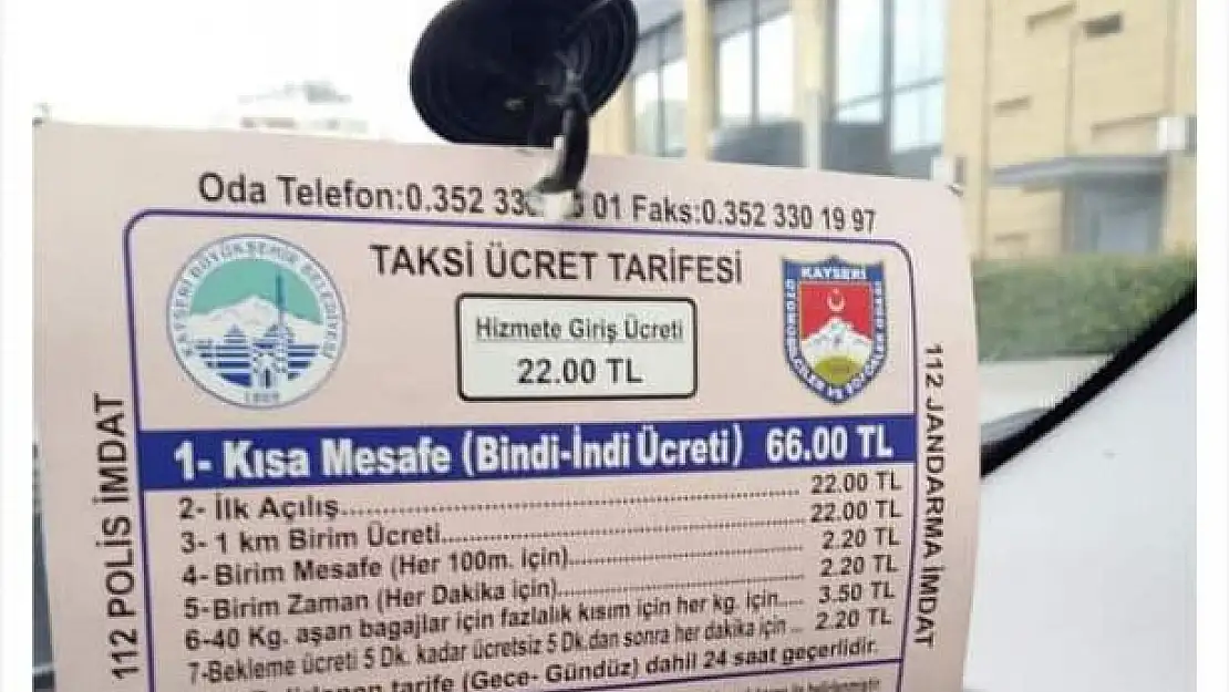 Kayseri'de hizmet gösteren taksici tarife fiyatlarına isyan etti