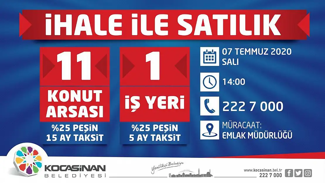 KOCASİNAN'DAN 15 AY TAKSİTLİ YATIRIM FIRSATI