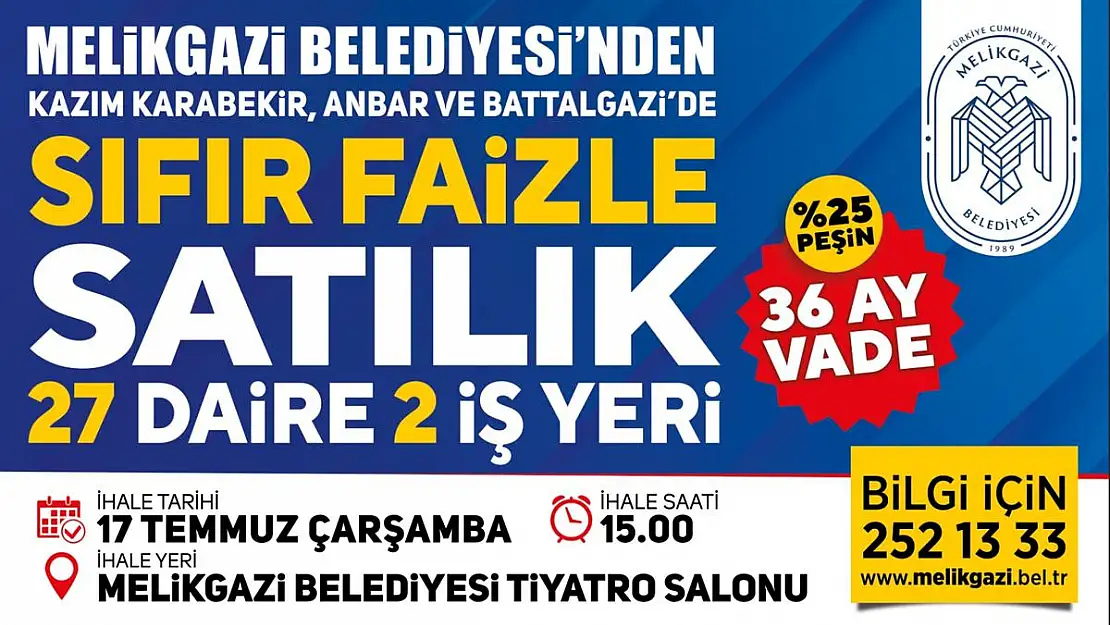 MELİKGAZİ BELEDİYESİ'NDEN İHALE