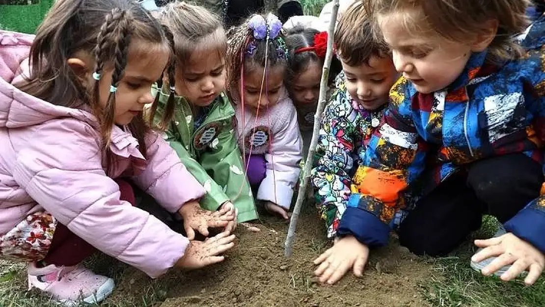 Mudanyalı çocuklar fidan dikti