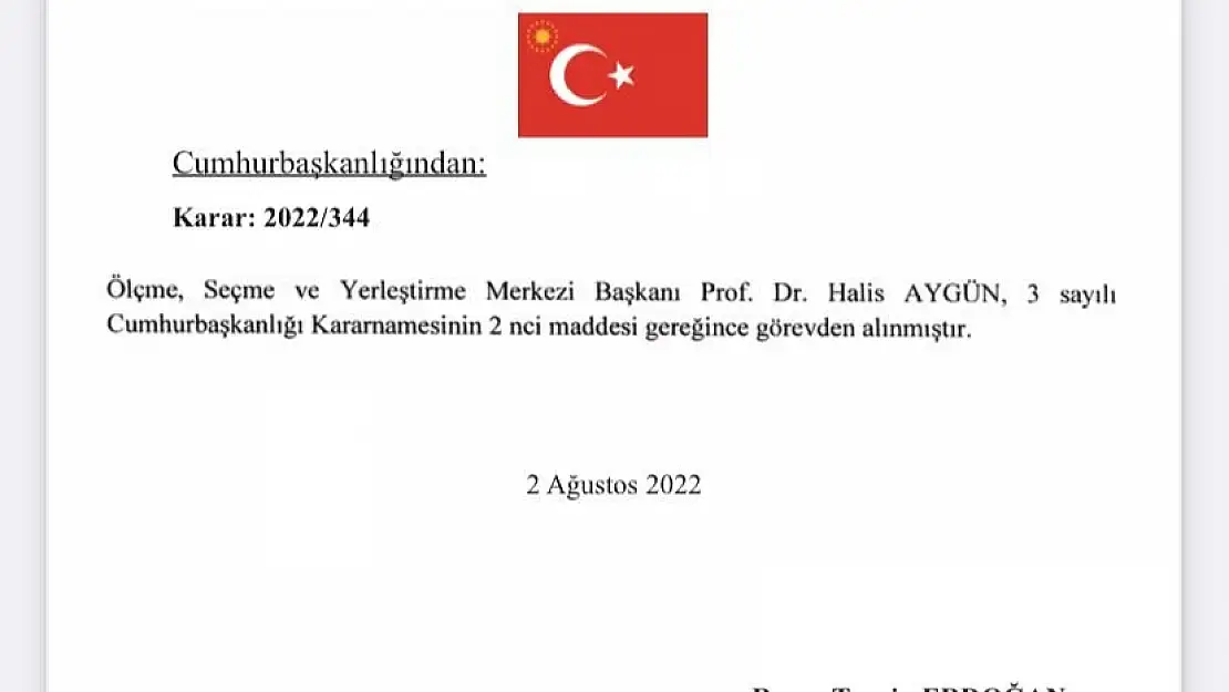 ÖSYM BAŞKANI GÖREVDEN ALINDI