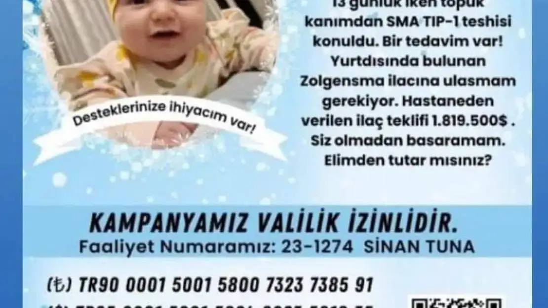 SMA ile mücadele eden Aysima bebek destek bekliyor