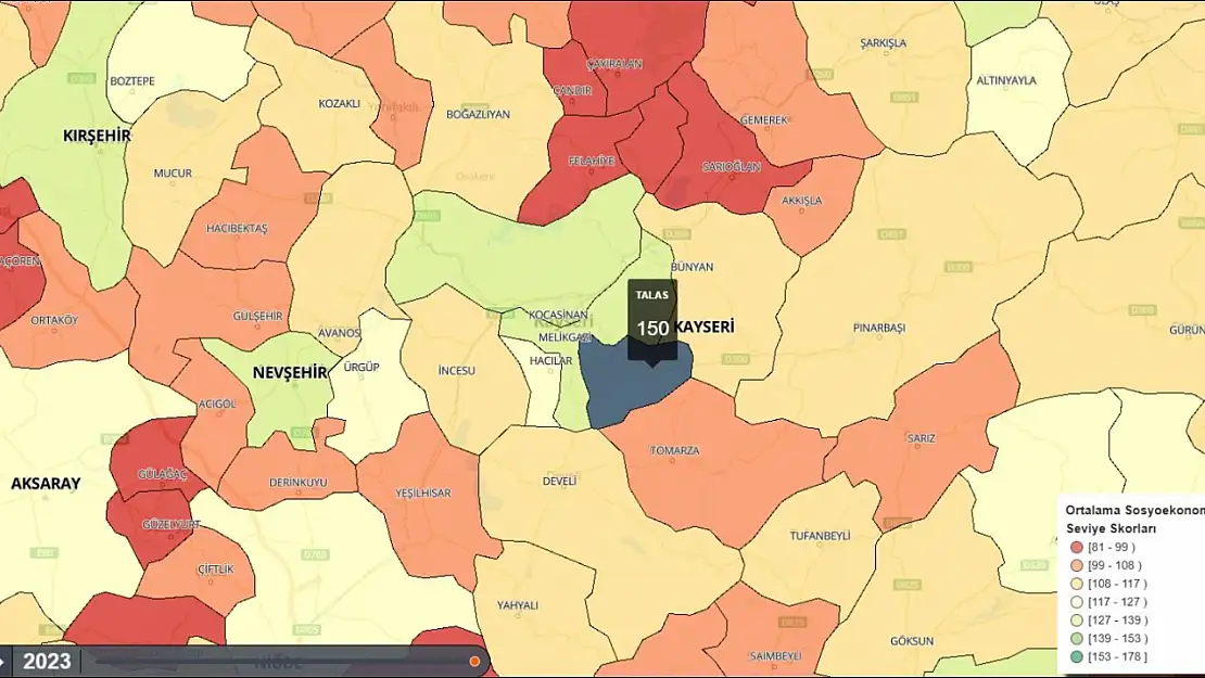 Talas, 2023'te Kayseri'nin en yüksek SES skoruna sahip ilçesi oldu