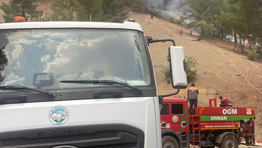 Talas Belediyesi yangınına destek veriyor