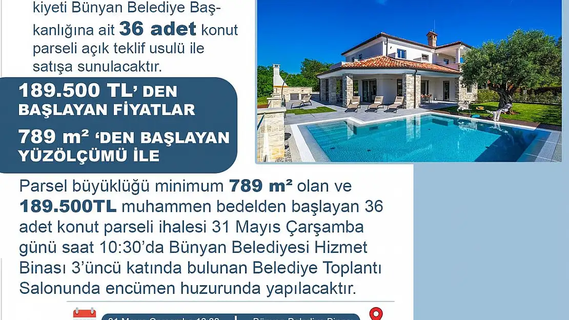 YEŞİL BÜNYAN'DA KONUT PARSELİ FIRSATI