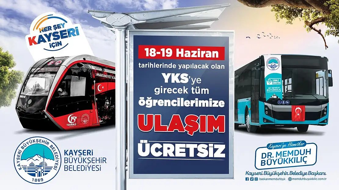 YKS ÖĞRENCİLERİNE ÜCRETSİZ ULAŞIM DESTEĞİ