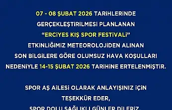 Erciyes festivali ertelendi