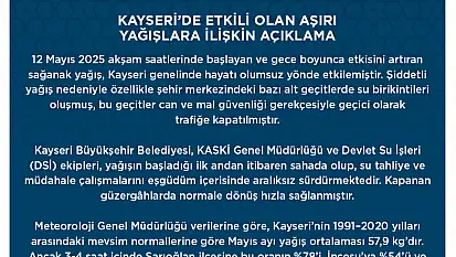 Kayseri'de şiddetli yağış hayatı felç etti
