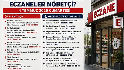 Kayseri'de Bugün Hangi Eczaneler Nöbetçi?