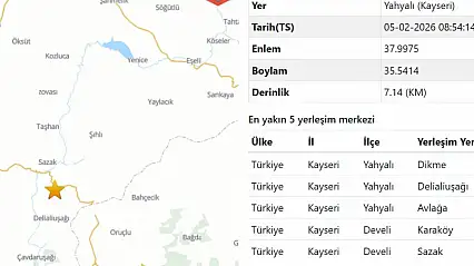 Yahyalı'da bir günde 4 deprem