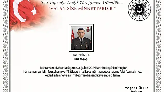 1 asker şehit oldu