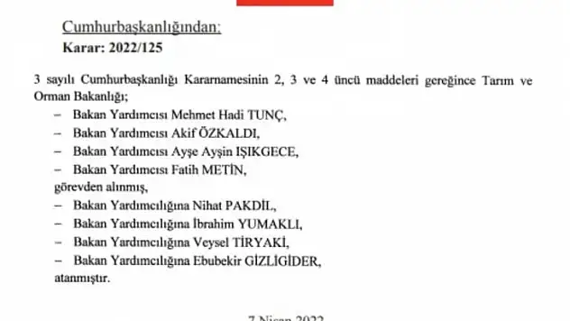 4 BAKAN YARDIMCISI DEĞİŞTİ