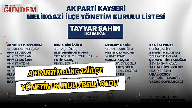 AK Parti Melikgazi İlçe Yönetim Kurulu belli oldu