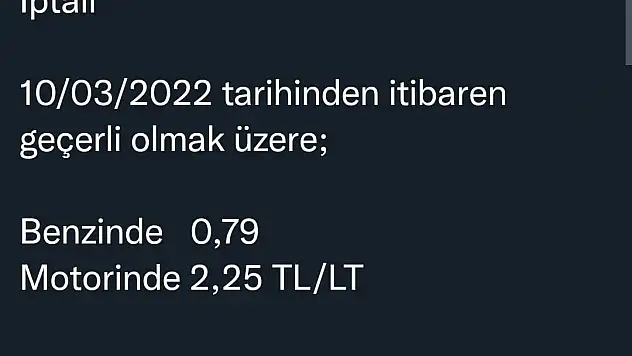 AKARYAKITA TARİHİ ZAM DURUDURULDU
