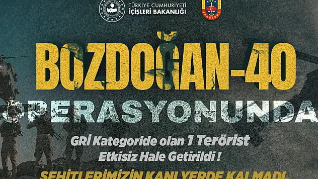 'BOZDOĞAN-40' Operasyonunda Gri Kategoride Aranan Terörist Etkisiz Hale Getirildi