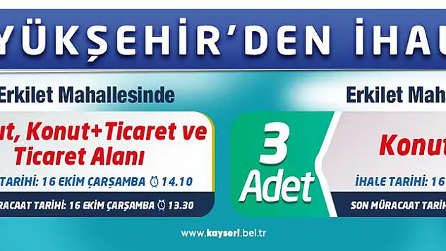 BÜYÜKŞEHİR'DEN ARSA İHALESİ