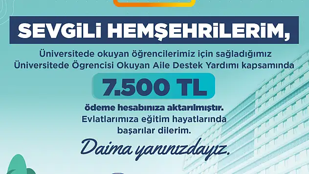 Büyükşehir'den öğrenci ailelerine 22 milyon tl destek