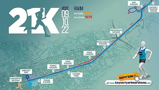 BÜYÜKŞEHİR'İN ULUSLARARASI KAYSERİ YARI MARATONU'NDA HEYECAN ARTIYOR