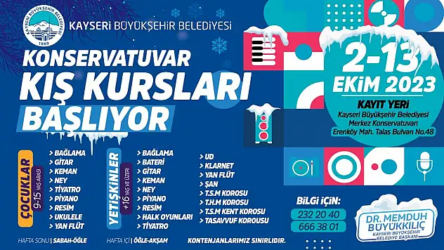 BÜYÜKŞEHİR, KONSERVATUVAR KIŞ KURSLARI KAYITLARI BAŞLADI
