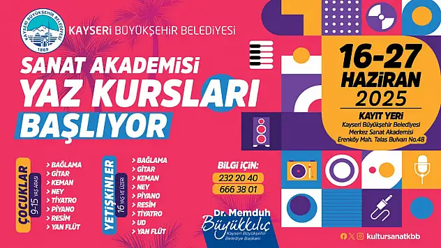 Büyükşehir, Sanat Akademisi yaz kursları kayıtlarını başlatıyor