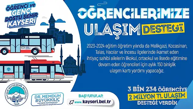 Büyükşehir'den ihtiyaç sahibi öğrencilere ulaşım kartı desteği