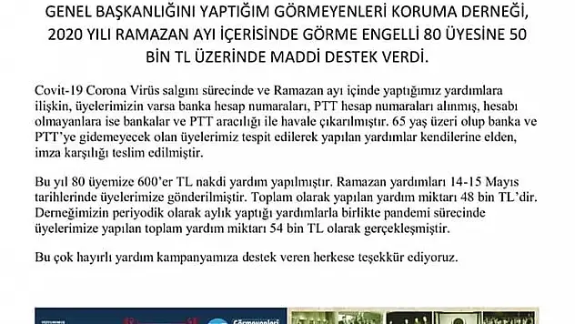 Görmeyenleri koruma derneği açıklaması