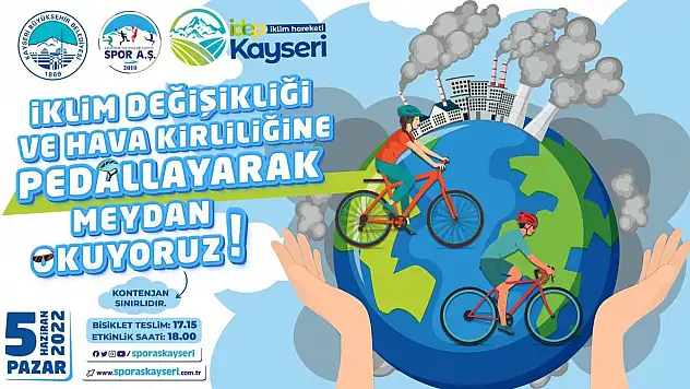 HAVA KİRLİLİĞİNE PEDALLAYARAK MEYDAN OKUYOR