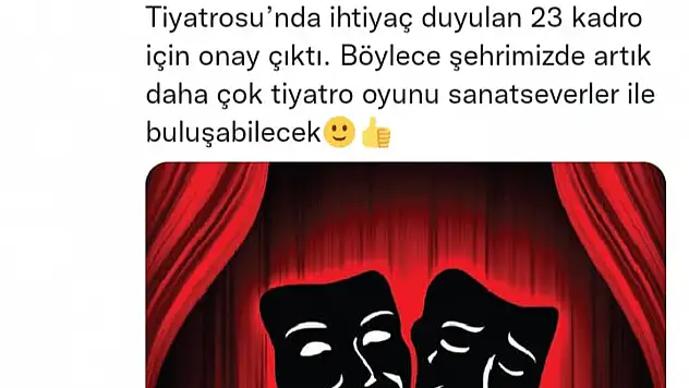 Kayseri Devlet Tiyarosu'nda 23 kadro onaylandı