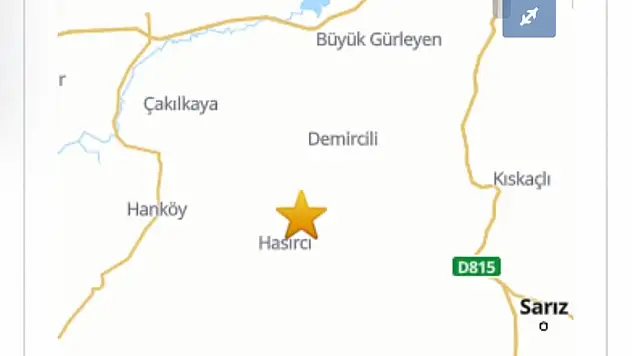 Kayseri Pınarbaşı'nda 3,9 Büyüklüğünde Deprem