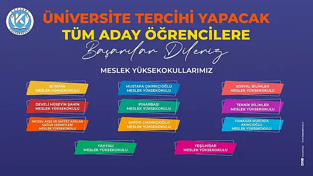 Kayseri Üniversitesi tercih döneminde yeni öğrencilerini bekliyor