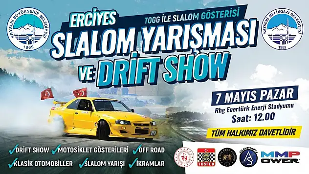 MELİKGAZİ'DEN SLALOM YARIŞMASI VE DRİFT SHOW