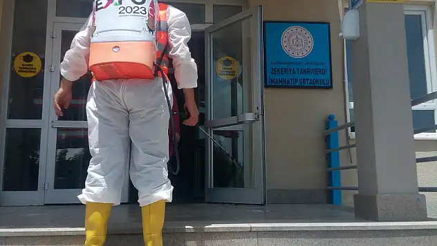 Okullar sınav öncesi dezenfekte edildi