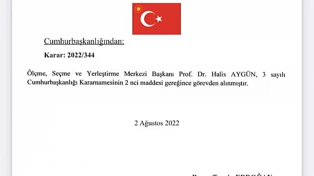 ÖSYM BAŞKANI GÖREVDEN ALINDI