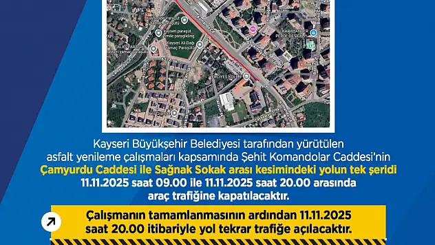 Şehit Komandolar caddesi'nde Asfalt çalışması