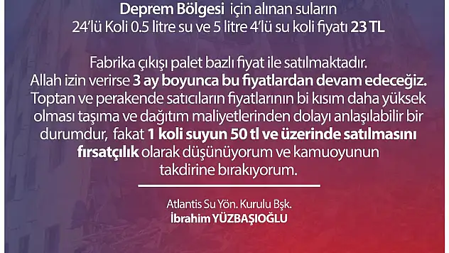 Su fiyatlarını sabit tutacak