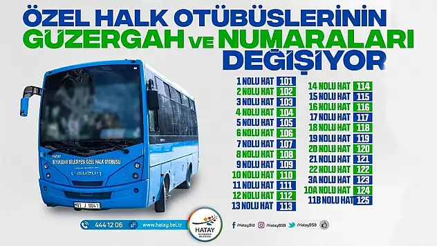 TOPLU TAŞIMADA GÜZERGÂH VE NUMARA DEĞİŞİKLİĞİ