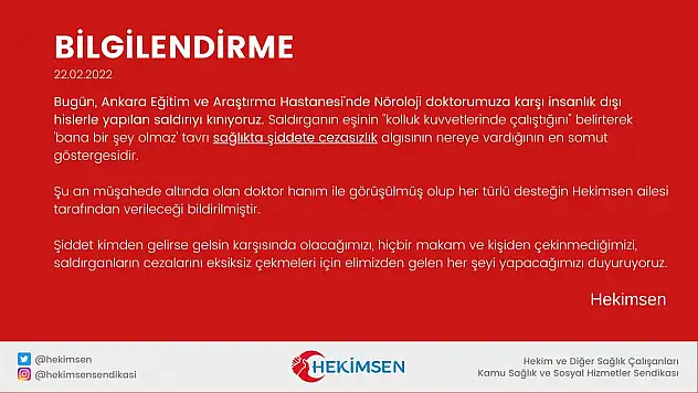 YİNE DOKTORA ŞİDDET VAKASI
