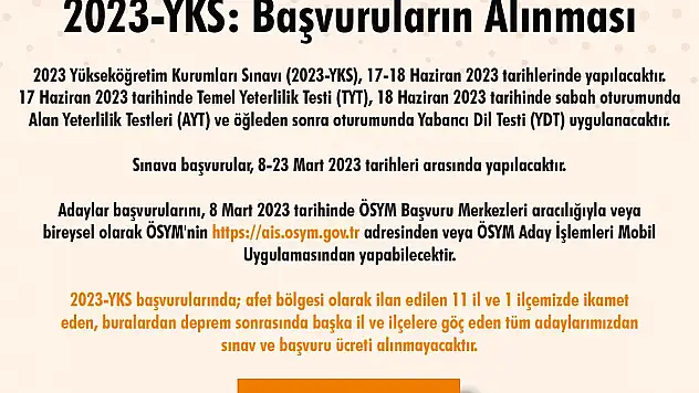 YKS TAKVİMİ BELLİ OLDU