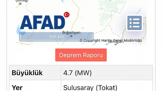 Yozgat ile Tokat arasında 4.7 şiddetinde deprem Kayseri'de de hissedildi