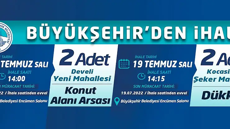 BÜYÜKŞEHİR'DEN İHALE