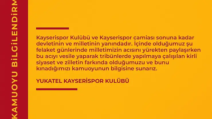 Kayserispor'dan ilginç açıklama