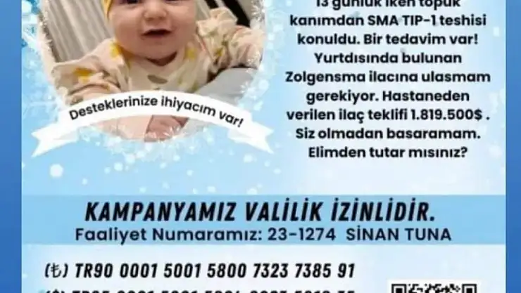 SMA ile mücadele eden Aysima bebek destek bekliyor